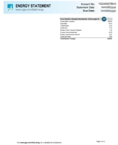 Electric charge breakdown on a typical PG&E bill